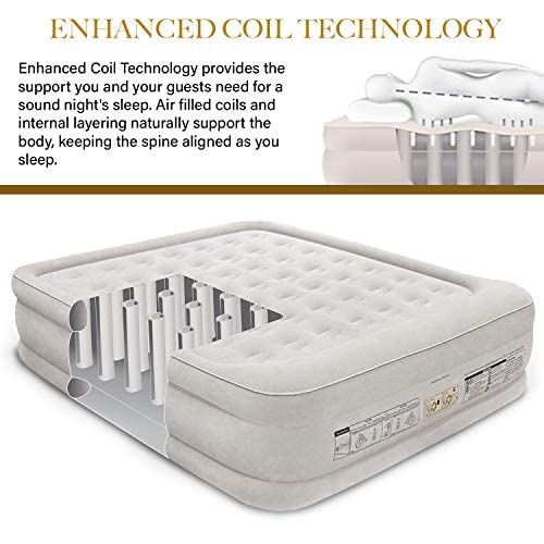 King Koil Luxury California King Air Mattress With Built-In Pump For Home, Camping & Guests - 20 King Size Inflatable Airbed Lux