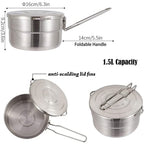 Pwpam Outdoor Cooking Pot Stainless Steel Camping Pot Large Capacity Pot Applicable For Camping Hiking And More Outdoor Activiti