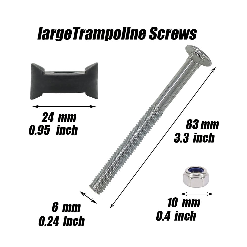 6 Pack 6Mm X 83Mm Trampoline Screws Steel Trampoline Screws Long Screw Trampoline Replacement Parts Trampoline Accessories Enhan