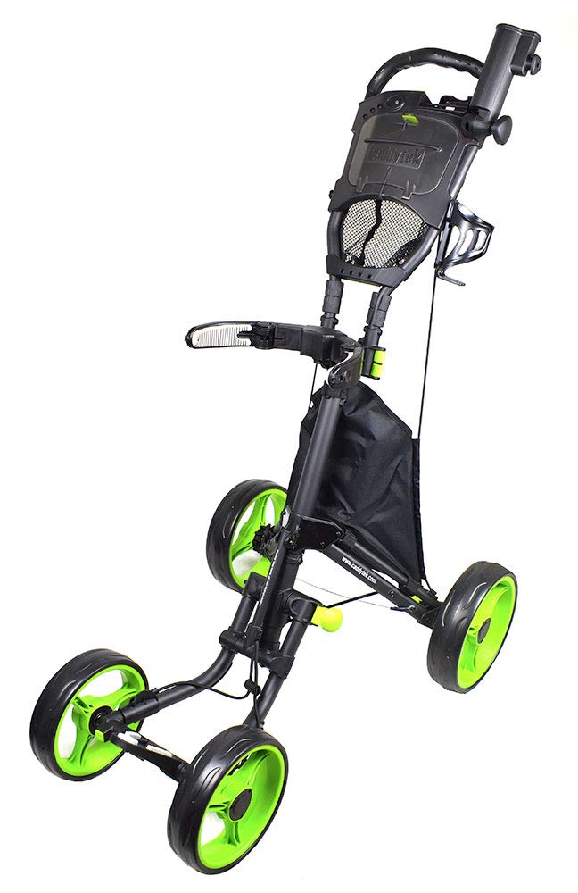 Caddytek 4 Wheel Golf Push Cart - Compact, Lightweight, Close Folding Push Pull Caddy Cart Trolley - Explorer V8, Lime