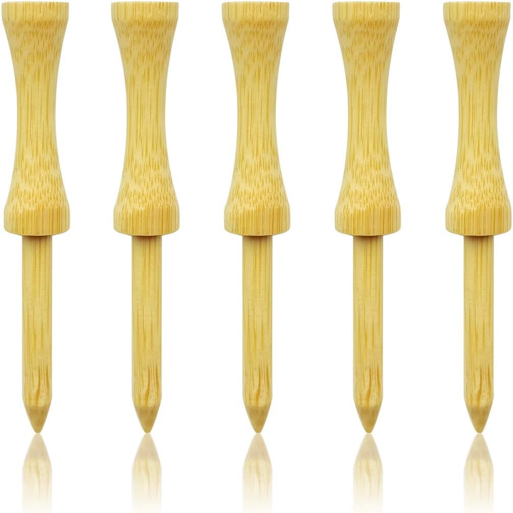 Zivisk Bamboo Golf Tees 2-3/4 Inch 100 Count Wooden Tall Step Down Castle Tees Golf (Natural Color)