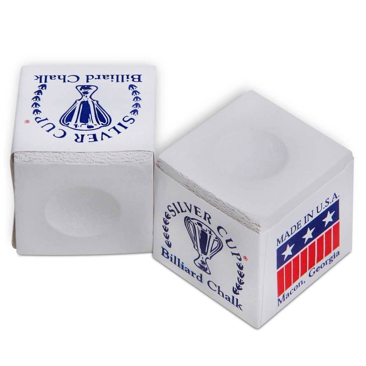Sterling Gaming Silver Cup Pool Cue Chalk Cubes In White - 12 Pc Set