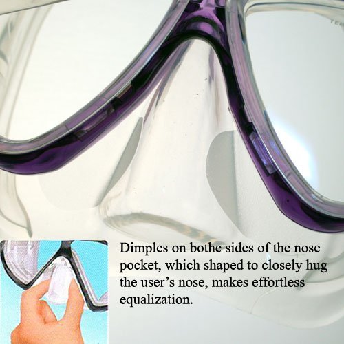 Promate Snorkeling Scuba Dive Dry Snorkel Mask Gear Set, Clear Blue