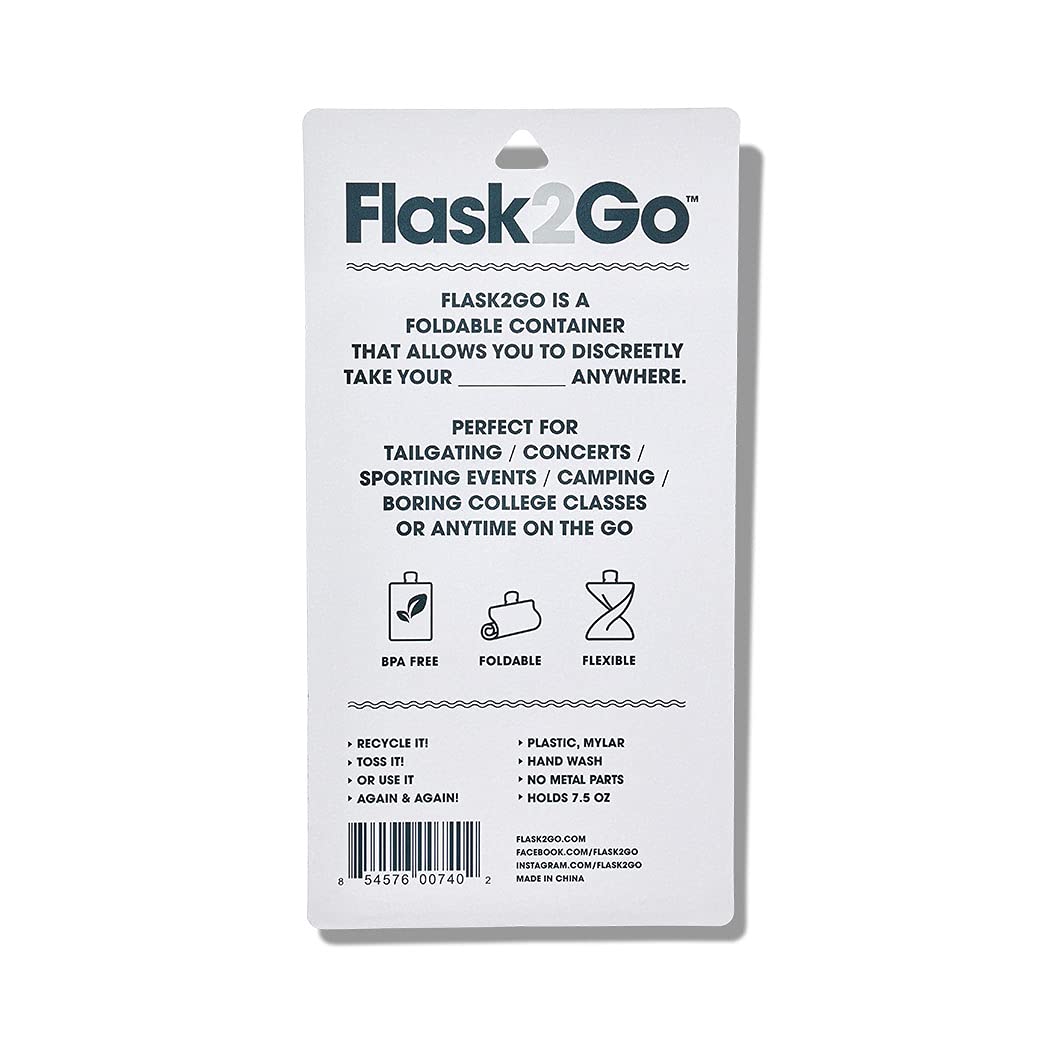 Flask2Go - The Foldable Flexible Flask For Tailgating, Camping, And Concerts, 2-Pack, Stars  Stripes
