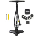 Vibrelli Bike Floor Pump With Gauge & Puncture Kit - 160 Psi - Presta Valve Bike Pump Switches To Schrader - High Pressure Bicyc