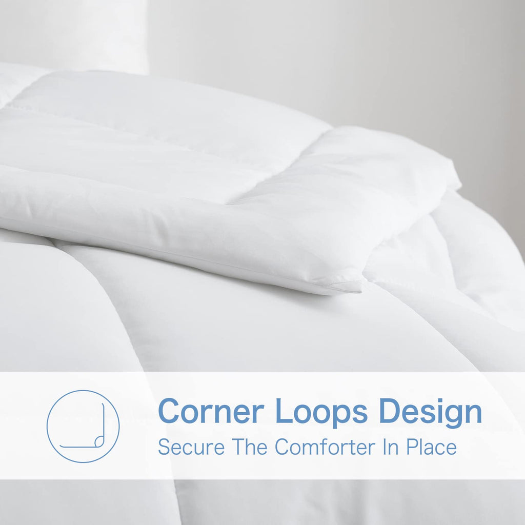 Bedtreat Hotel Comforter Queen, Down Alternative Comforter With Corner Tabs - All Season Quilted Queen Size 240 Gsm White Comfor