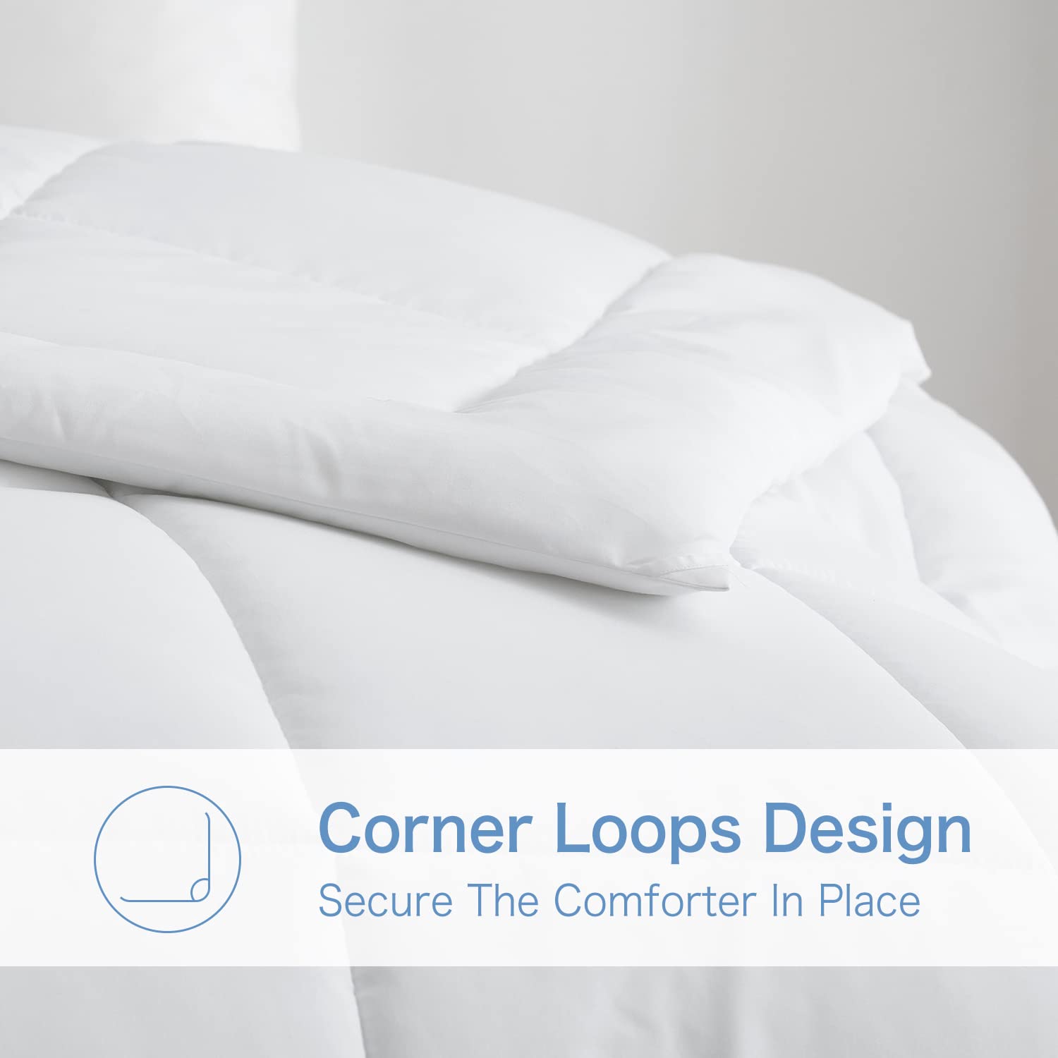 Bedtreat Hotel Comforter Queen, Down Alternative Comforter With Corner Tabs - All Season Quilted Queen Size 240 Gsm White Comfor