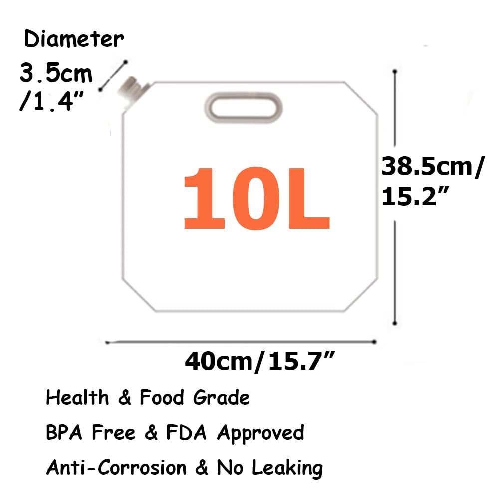 Supant 8 X 10 Litres/ 21 Gal Collapsible Water Jug Container, Freezable, Bpa Free Plastic Water Carrier Tank, Outdoor Folding Wa