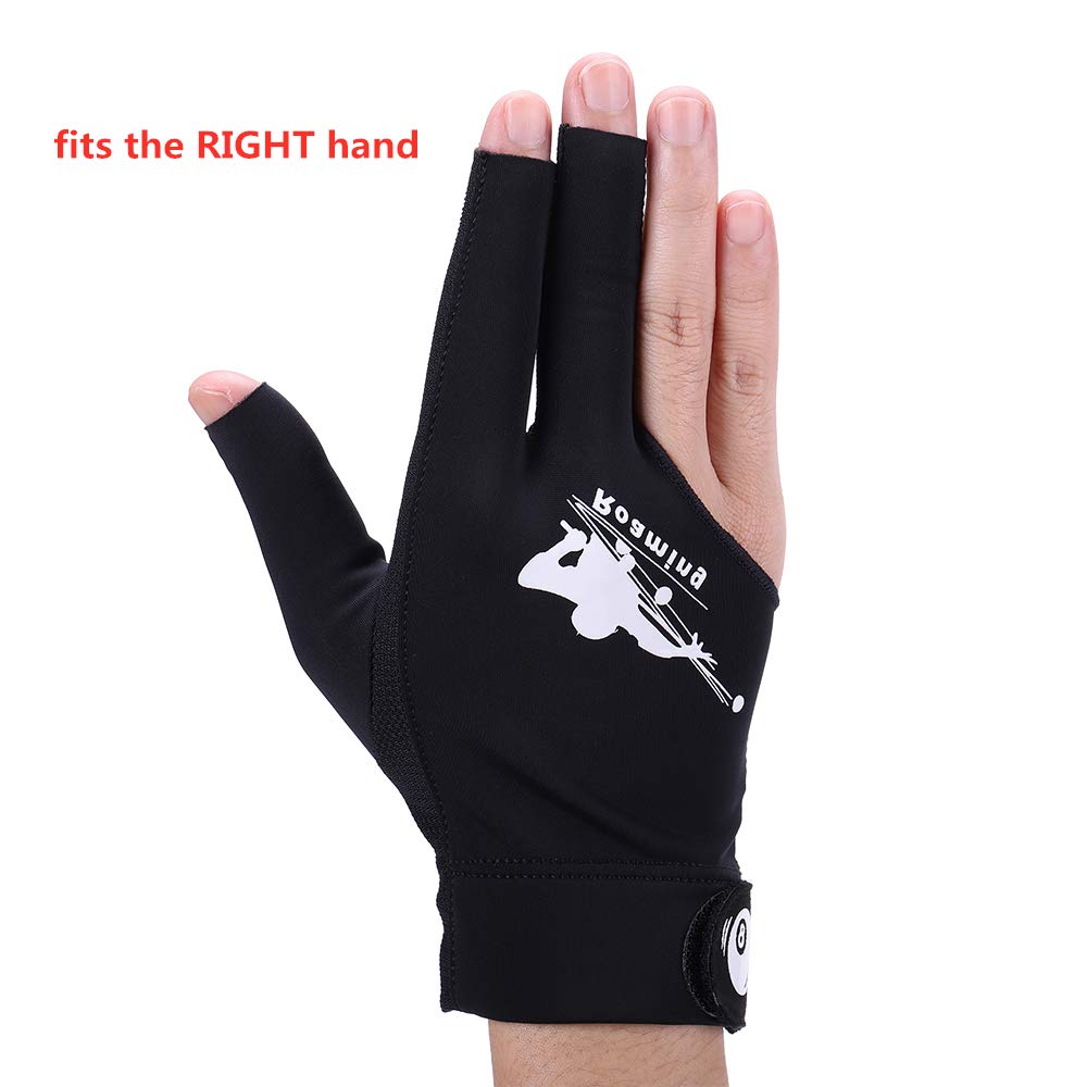Roaming Quick-Dry Breathable Billiard Pool Gloves, Shooters Carom Snooker Cue Sport Glove Fits On Right Hand (Black-Right Hand,