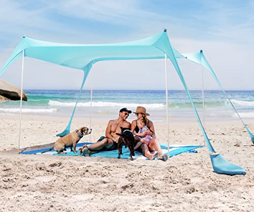 Sun Ninja Beach Tent Sun Shelter With Upf50+ Protection, Includes Sand Shovel, Ground Pegs And Stability Poles, Outdoor Pop Up B