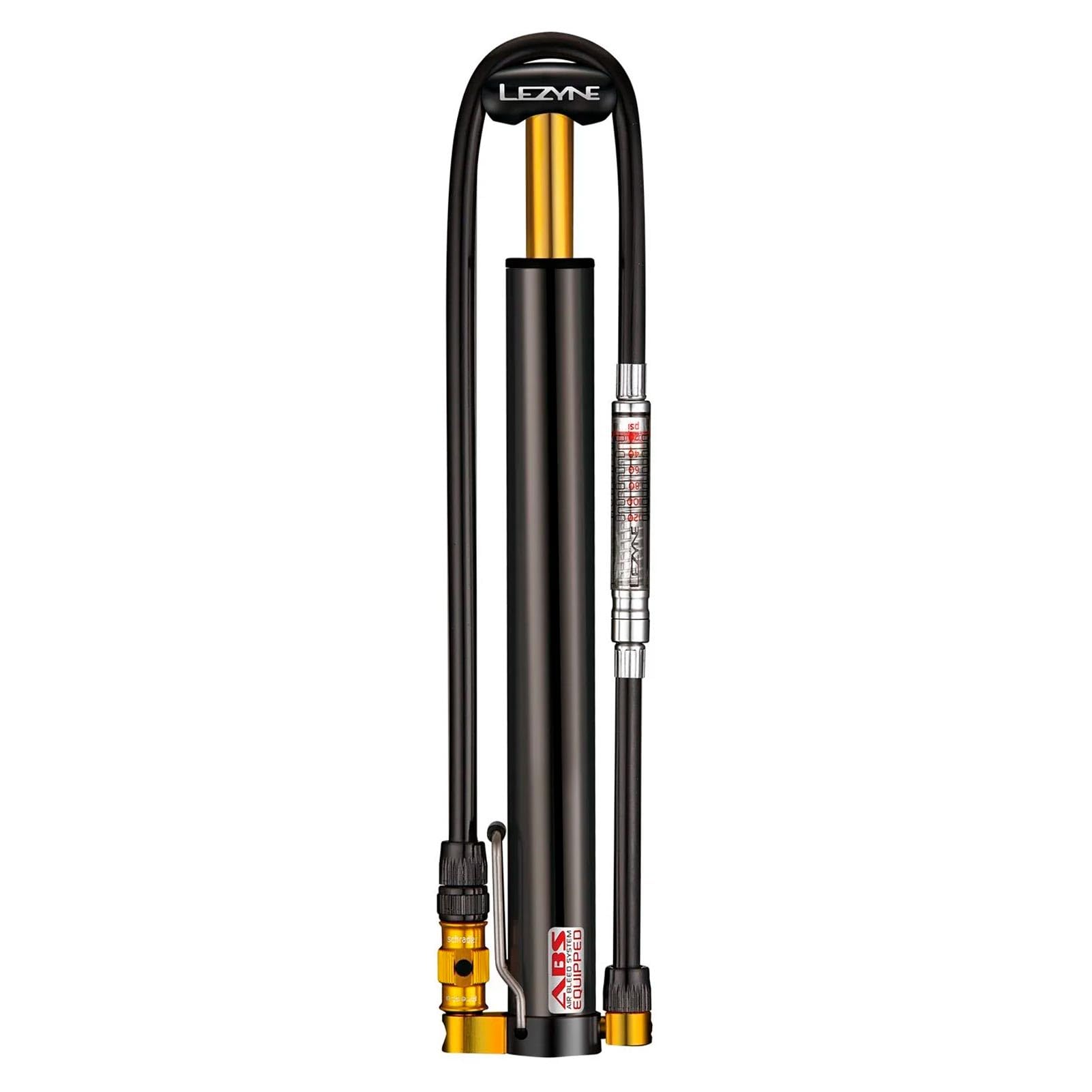 LEZYNE Micro Floor Drive HVG High Volume Bicycle Pump w/Analog Gauge - CNC Aluminum Portable Bike Pump with Foot Peg, Presta/Sch