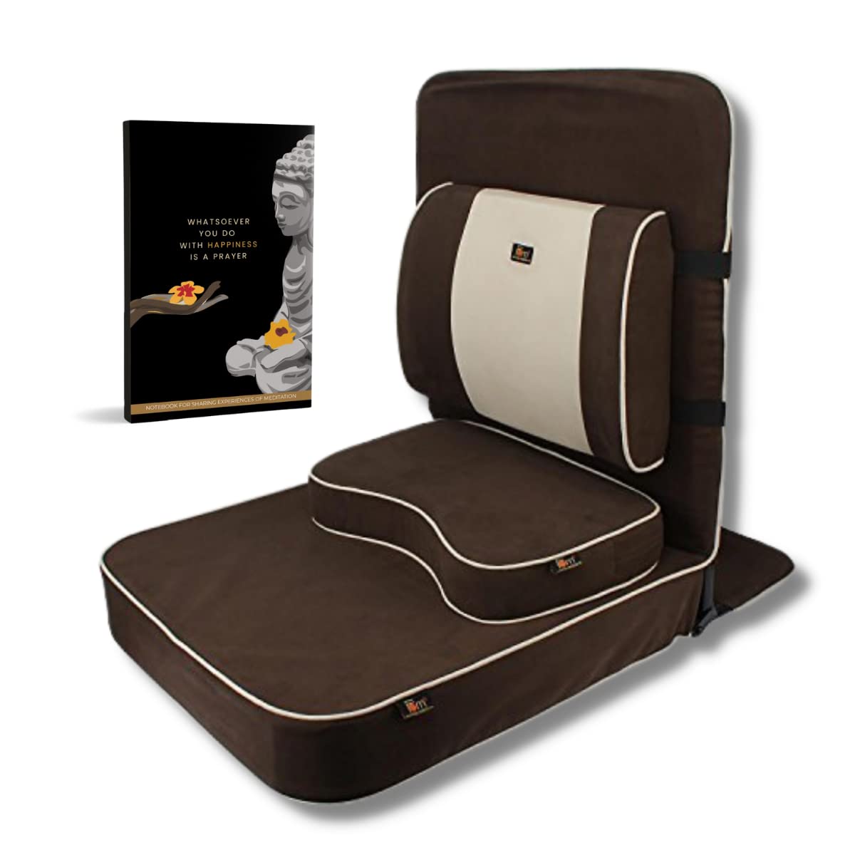 Friends Of Meditation Extra Large Relaxing Buddha Meditation And Yoga Chair With Back Support Cushion And Meditation Block (100%