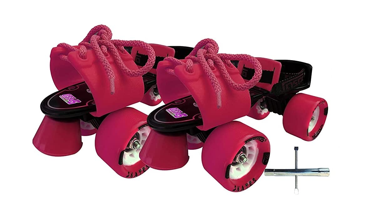 jaspo Kids GForce Adjustable Outdoor Wheel Roller Skates (Pink, Senior (614 Years Age Group))