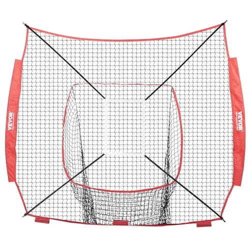 Vevor 7X7 Ft Baseball Softball Practice Net, Portable Baseball Training Net For Hitting Batting Catching Pitching, Backstop Base