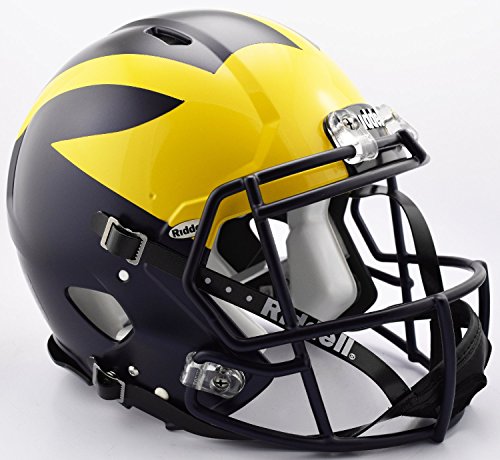 Ncaa Michigan Wolverines Helmet Authentic Full Size Speed Style 2016 Painted Design, Team Color, One Size
