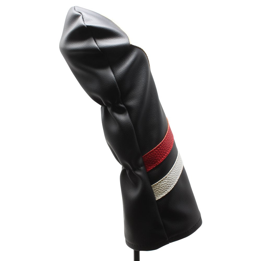 Majek Retro Golf Headcovers Black Red And White Vintage Leather Style 1 3 5 X Driver And Fairway Head Covers Fits 460Cc Drivers