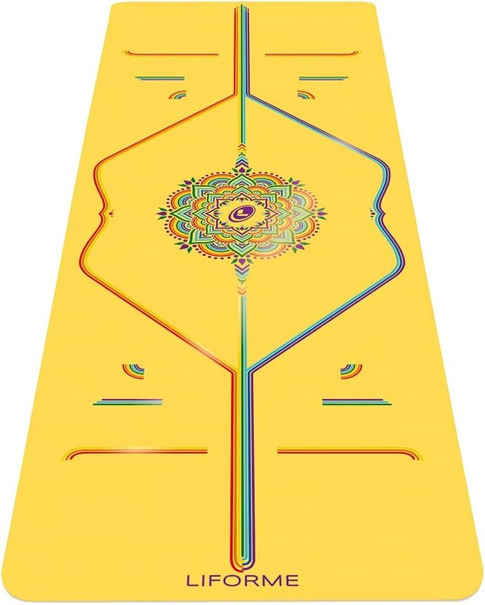 Liforme Printed Yoga Mat Collection - Free Yoga Bag, Patented Alignment System, Warrior-Like Grip, Non-Slip, Eco-Friendly, Biode