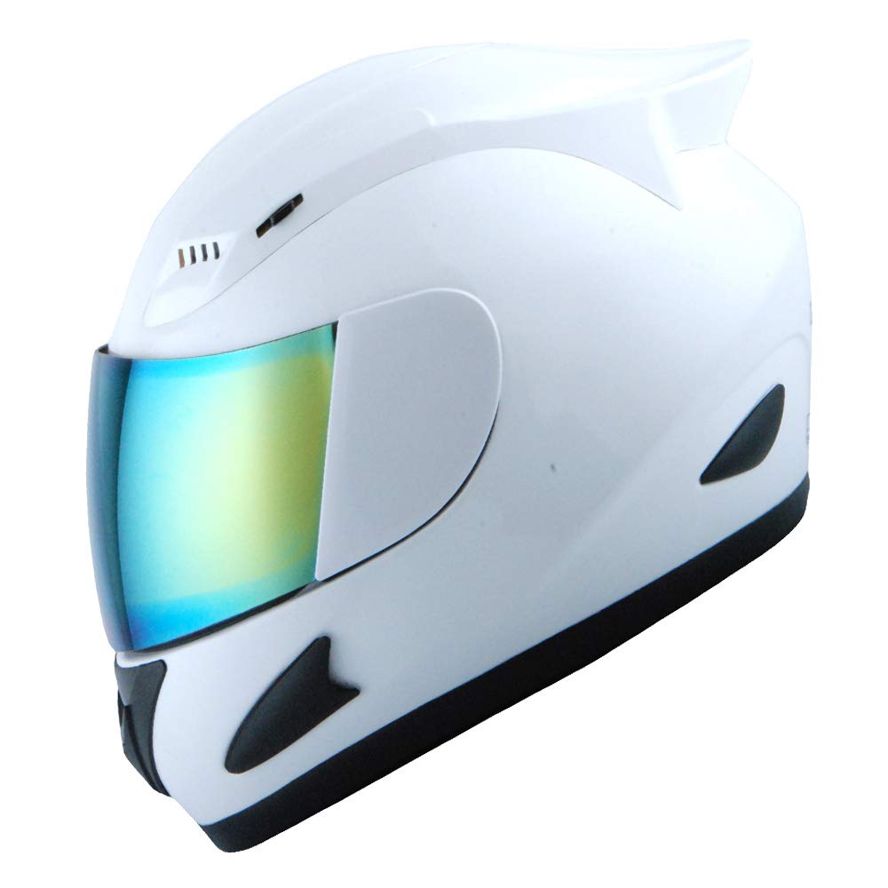 1Storm Motorcycle Bike Full Face Helmet Mechanic  Motorcycle Bluetooth Headset: Glossy White
