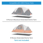 Core Outdoor Tent Footprints  Perfect Tarp Camping Accessories For Easy Camp Setup (9 Person Extended Dome Tent)