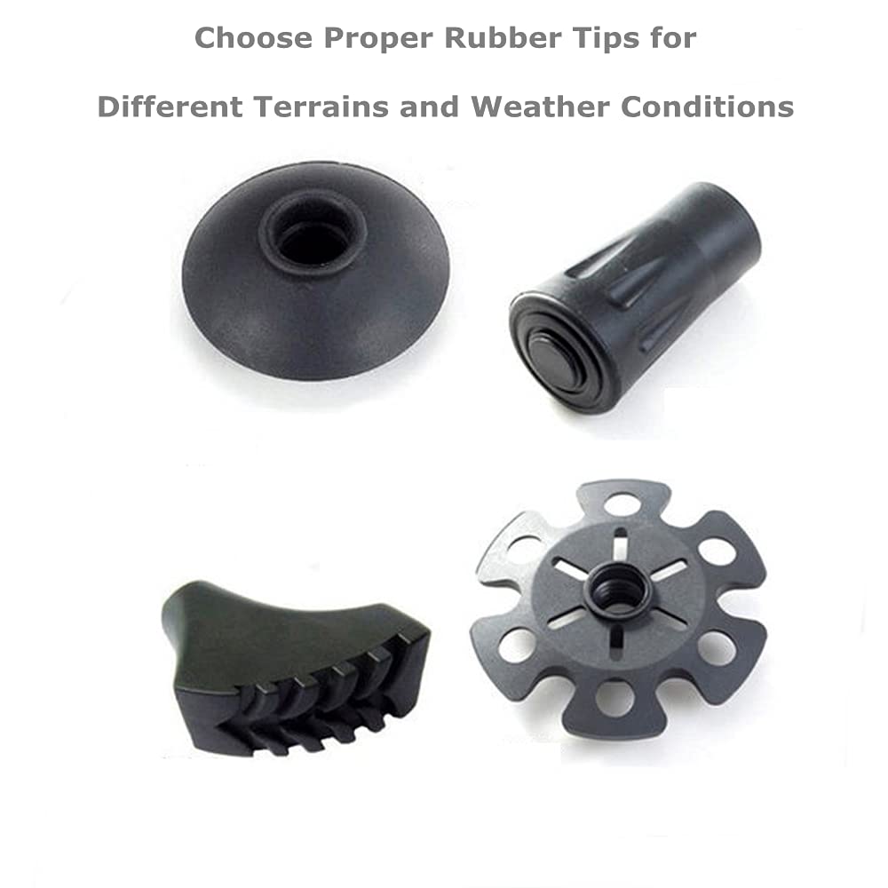 Walking Stick Tips Rubber 4 Pack Trekking Pole Tips Replacement- Rubber Feet For Hiking Poles, Walking Sticks, Trekking Poles  R