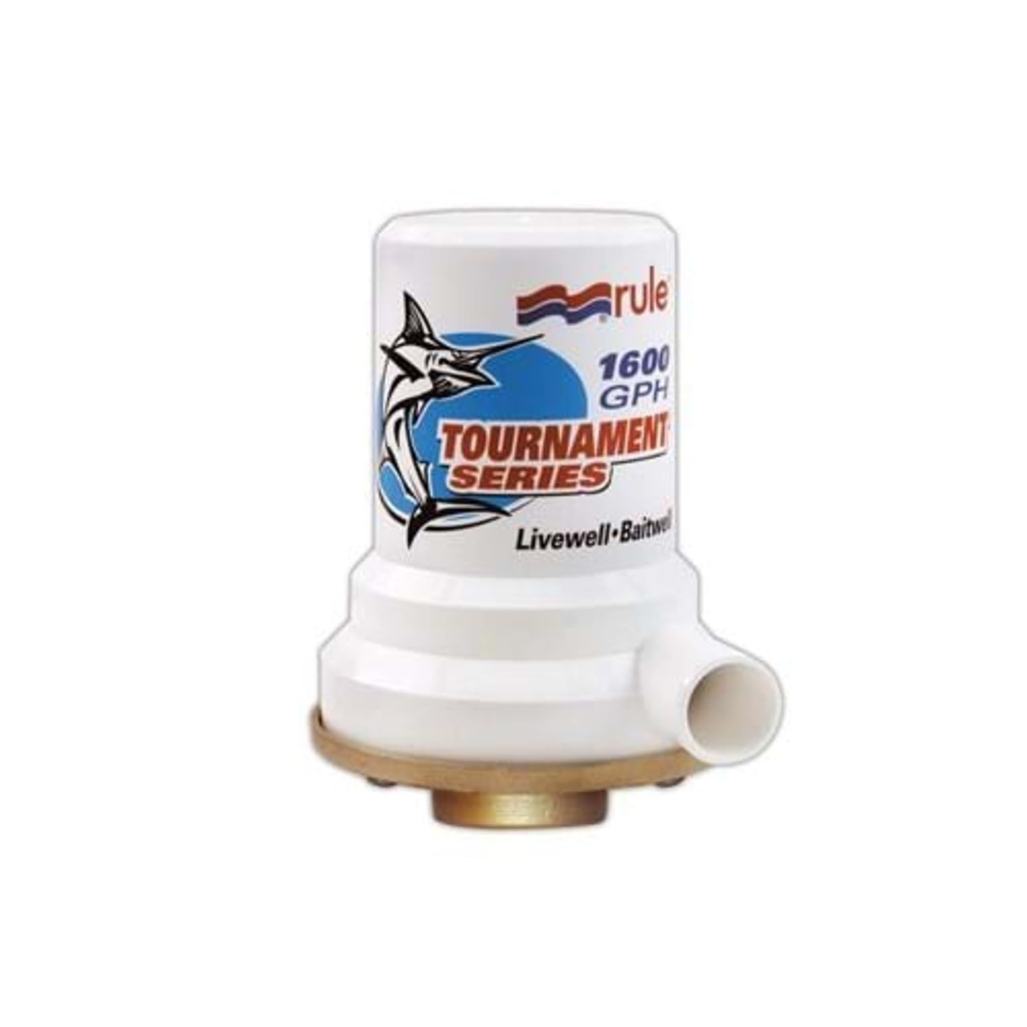 Rule 209B Marine Rule 1600 Tournament Series Livewell Pump (1 NPT, Female-Single Port Bronze Base),White