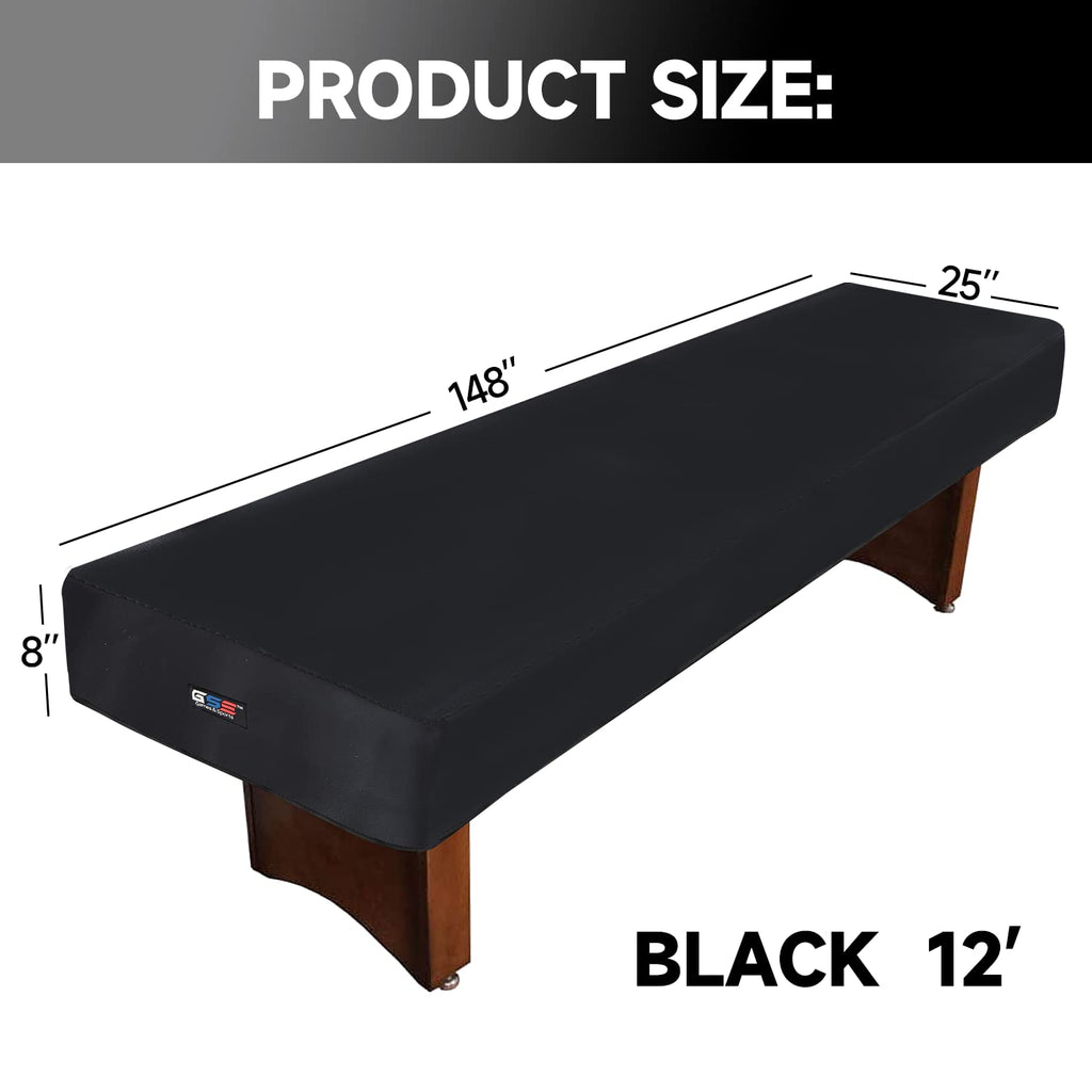 Gse 12 Heavy-Duty Leatherette Shuffleboard Table Cover For Shuffleboard Table Accessories(Black)
