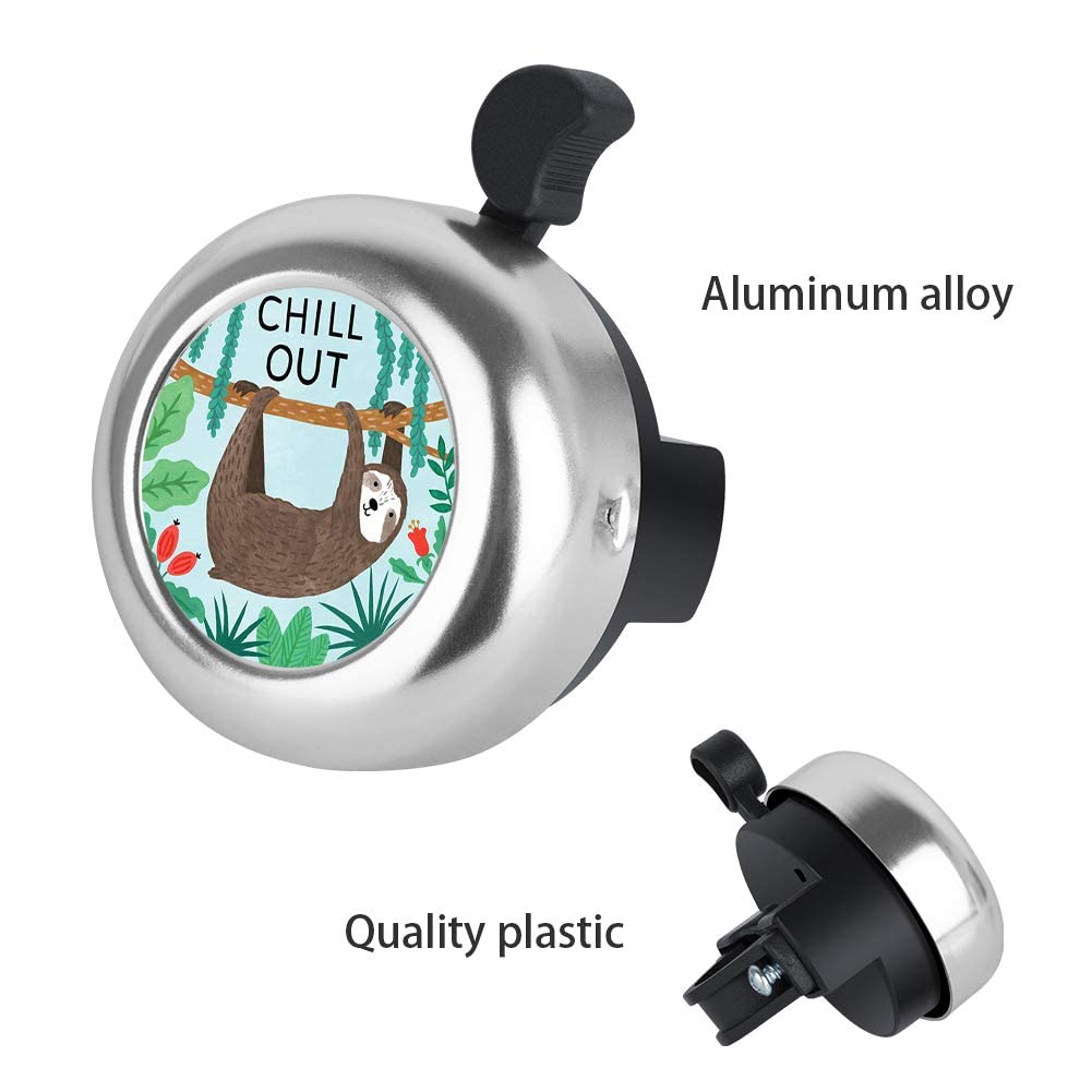 Mzelq Bicycle Bell Cute Clear Sound Adjustable Size Aluminum Bike Accessories Bell Ring For Girls Women Kids Adults (Cute Sloth)