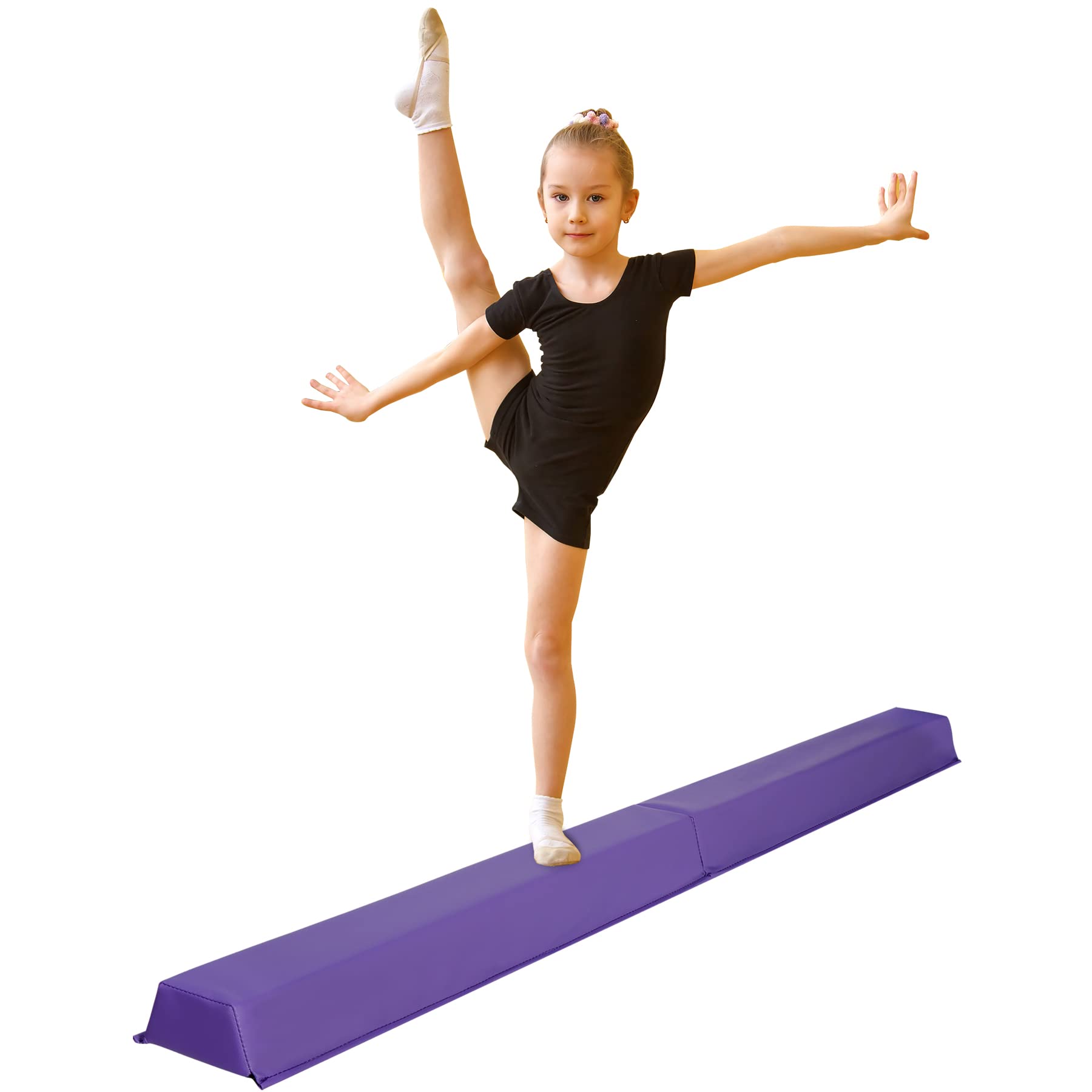 F2C 6Ft Folding Gymnastic Balance Beam, Anti-Slip Base Floor Foam Balance Beam Bar, Gymnastics Equipment For Beginners Practice 