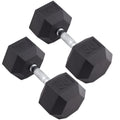 Body Sport Rubber Encased Hex Dumbbell Weight, 50 Lb. (Pair) - Chrome, Anti-Slip Grip For Strength Training - Home Gym & Fitness
