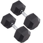 Body Sport Rubber Encased Hex Dumbbell Weight, 50 Lb. (Pair) - Chrome, Anti-Slip Grip For Strength Training - Home Gym & Fitness