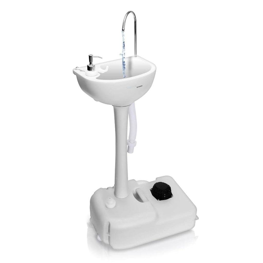 Serenelife Portable Camping Sink W/Towel Holder & Soap Dispenser-19L Water Capacity Hand Wash Basin Stand W/Rolling Wheels-For O