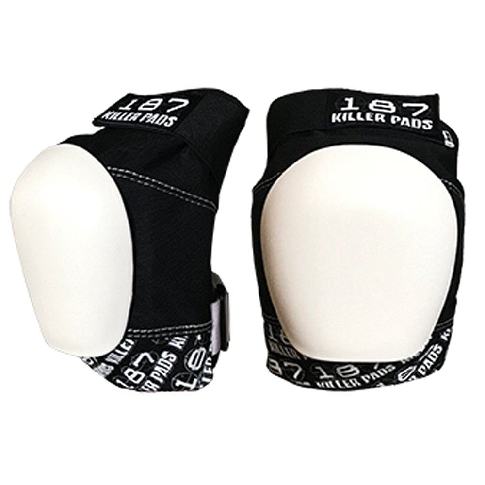 187 Killer Pads Pro Knee Pad, Black, Junior (Black/White, X-Small)