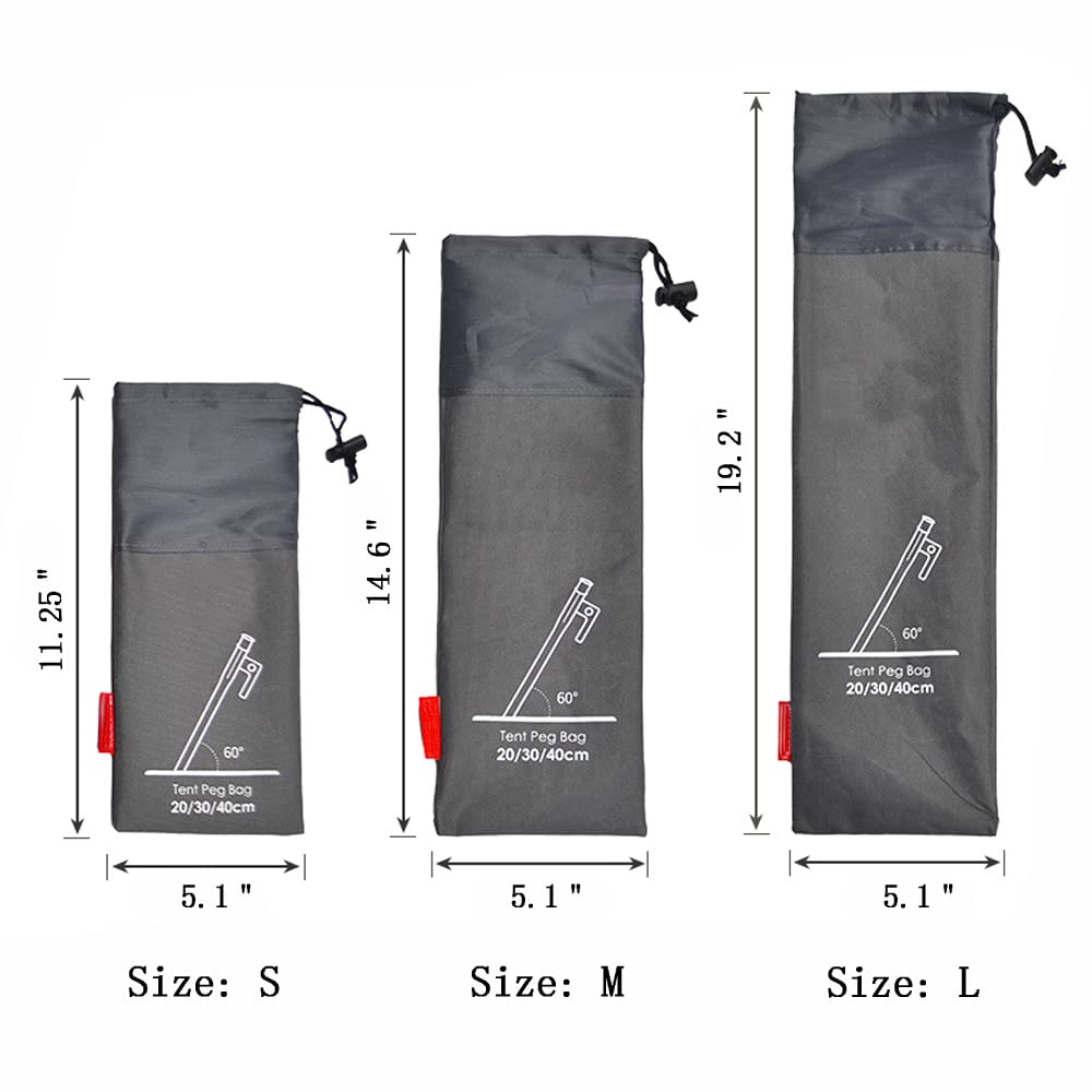 Bluemart 3Pcs Camping Tent Stakes Sleeve Tent Peg Storage Bag Camp Accesorries Bag(L, M, S)