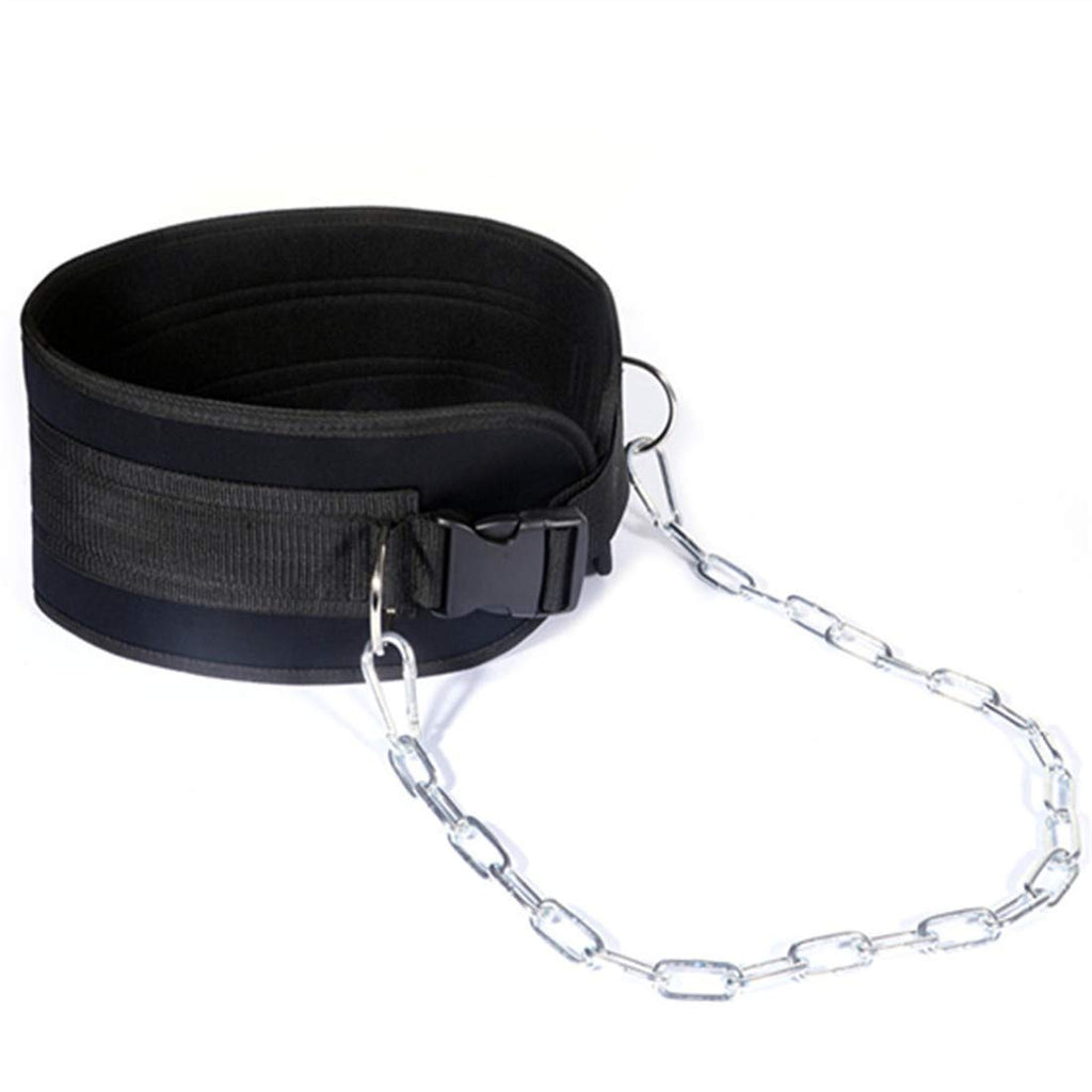 Hemeraphit Pull-Up Belt Weighted Dip Belt With Chain Double D-Ring Weightlifting Back Support Strap Home Gym Equipment Waist Bel