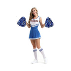 Hooshing 12Pcs Pom Poms Cheerleading Blue And Silver Metallic Foil Cheer Pom Poms With Plastic Handles For Rooters Cheering Squa