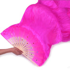 Weisipu 1.8M Artificial Silk Belly Dance Handmade Bamboo Fans Veils Right Hand (Pink)