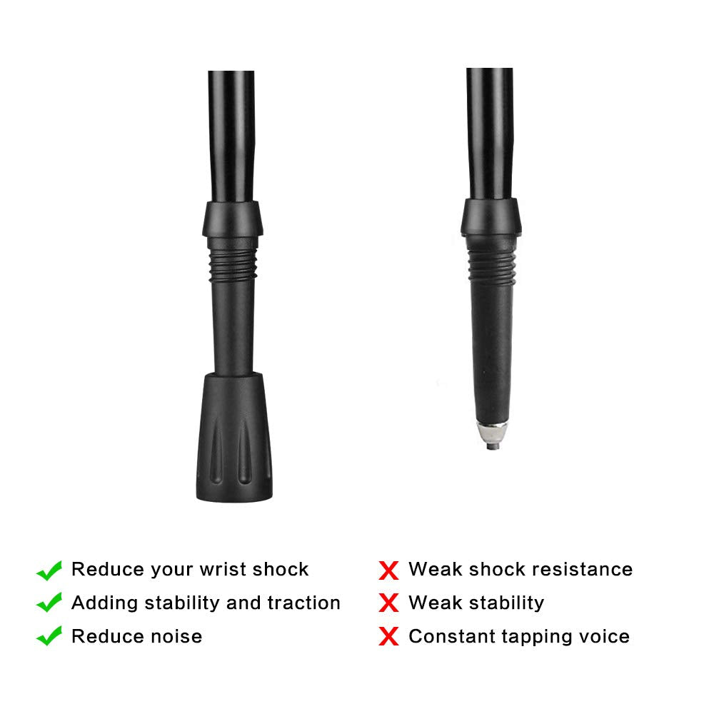 Bornfeel Trekking Pole Replacement Tips 16 Pack Hiking Pole Rubber Tips Walking Stick Tips End Caps Protectors