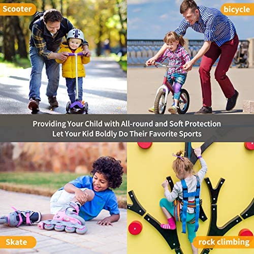Rundong Kids/Youth Knee Pad Elbow Wrist Pads Guards Protective Gear Set, For Roller Skates,Cycling Bike,Skateboard,Inline Skatin
