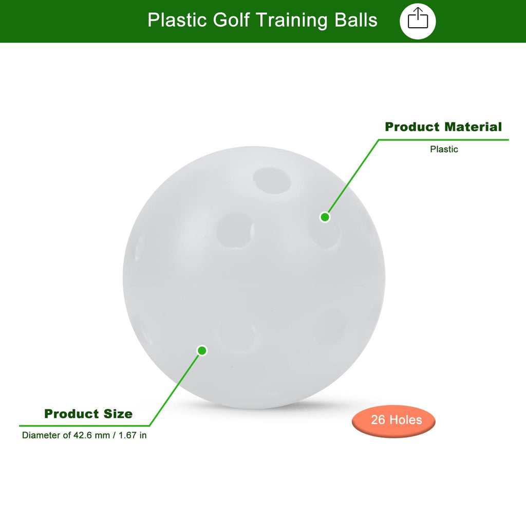Adwikoso 50Pc Plastic Golf Training Balls 42 Mm Golf Balls For Indoor Putting Green Backyard Outdoor Practice Equipment With 2 G