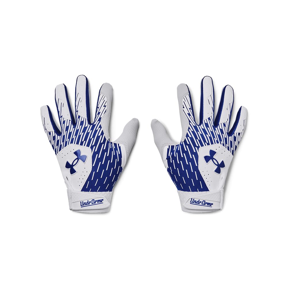Under Armour Boys Youth Clean Up Baseball Gloves, (102) White/Team Royal/Team Royal, Large