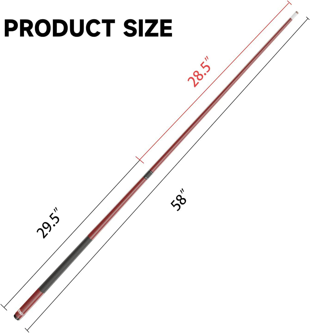 Gse 58'' 2-Piece Fiberglass Graphite Composite Billiard Pool Cue Stick (Matte Red, 21Oz)