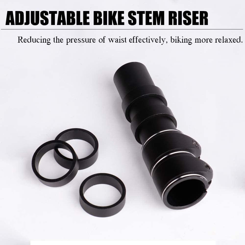 Zukka Bike Fork Stem Extender Bicycle Handlebar Stem Riser Adjustable Bike Stem Riser Aluminium Alloy Head Up Adapter 1-1/8 Inch
