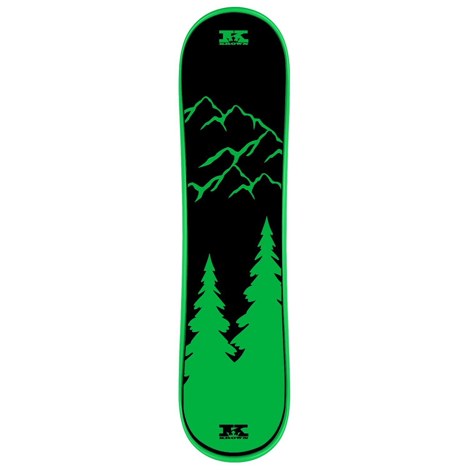 Krown Snowskate Plastic Polymer Skateboard Style Dual Kick Snowboard With Foam Grip - 35'' , Green Mountainscape, 9'' X 35''
