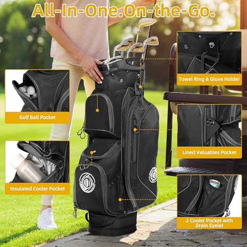 Shopsource Golf Cart Bag, 15 Way Top Lightweight Golf Bag, Golf Club Cart Bags for Men Women with Full-Length Dividers, Dedicate