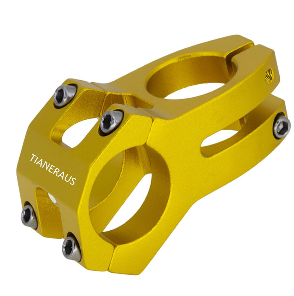 Tianeraus Bike Stem 45Mm Short Bicycle Stem Handlebar Riser Extender For Road Bike, Mountain Bike, Mtb, Bmx, Cycling (Gold)