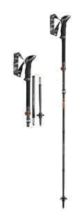 LEKI Makalu FX Carbon Adjustable Lightweight Walking Poles for Trekking & Hiking - Black-Orange-Carbon - 110-130 cm