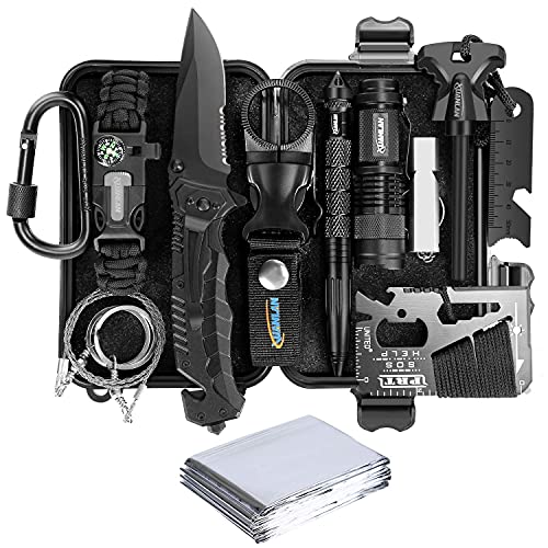 Xuanlan Emergency Survival Kit 13 In 1, Outdoor Survival Gear Tool With Survival Bracelet, Fire Starter, Whistle, Wood Cutter, W
