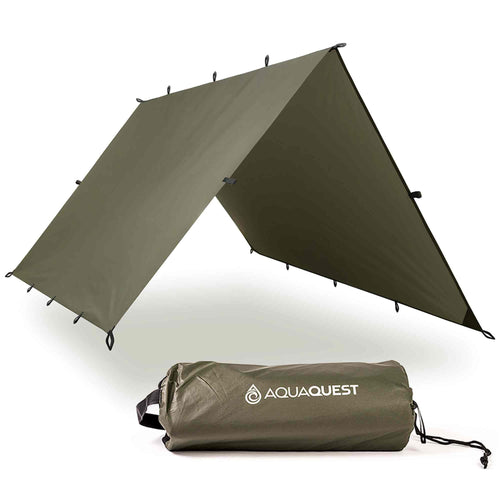 Aquaquest Defender Tarp - Heavy-Duty Waterproof (20,000 Mm) Seam-Taped Rain Fly For Camping, Bushcraft & Survival - 15  15 Olive