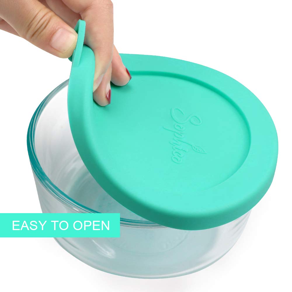 Sophico 2 Cup Round Silicone Storage Cover Lids Replacement For Anchor Hocking And Pyrex 7200-Pc Glass Bowls (Container Not Incl