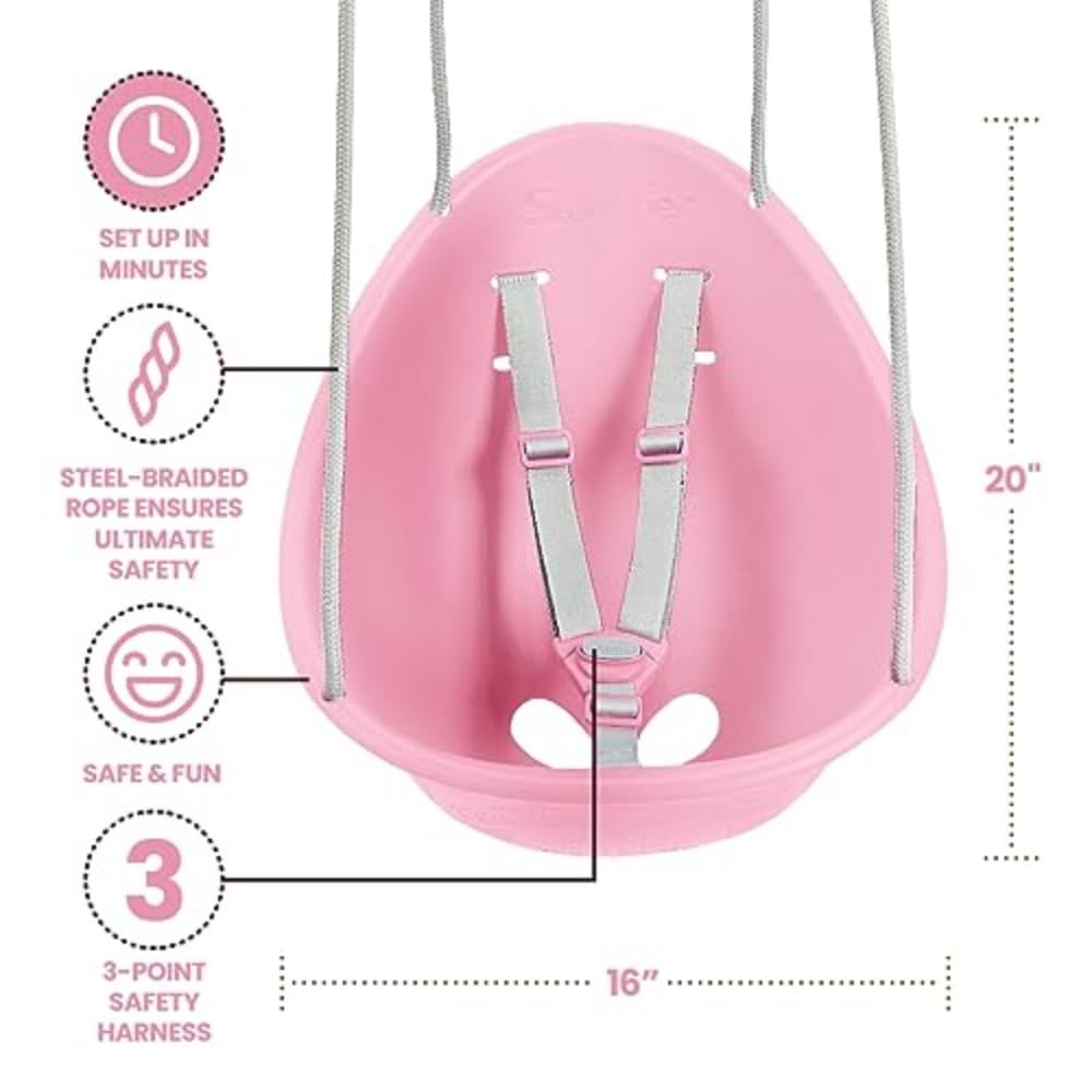 Swurfer Coconut Toddler Swing - Comfy Baby Swing Outdoor, 3-Point Adjustable Safety Harness, Secure, Safe Quick Click Locking Sy